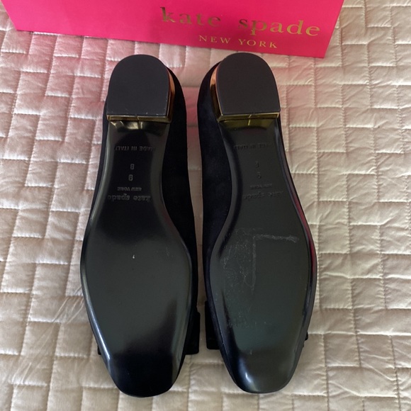 SOLD Kate Spade Nicolette Black Suede Flats W/ Bow 9M - Picture 4 of 7